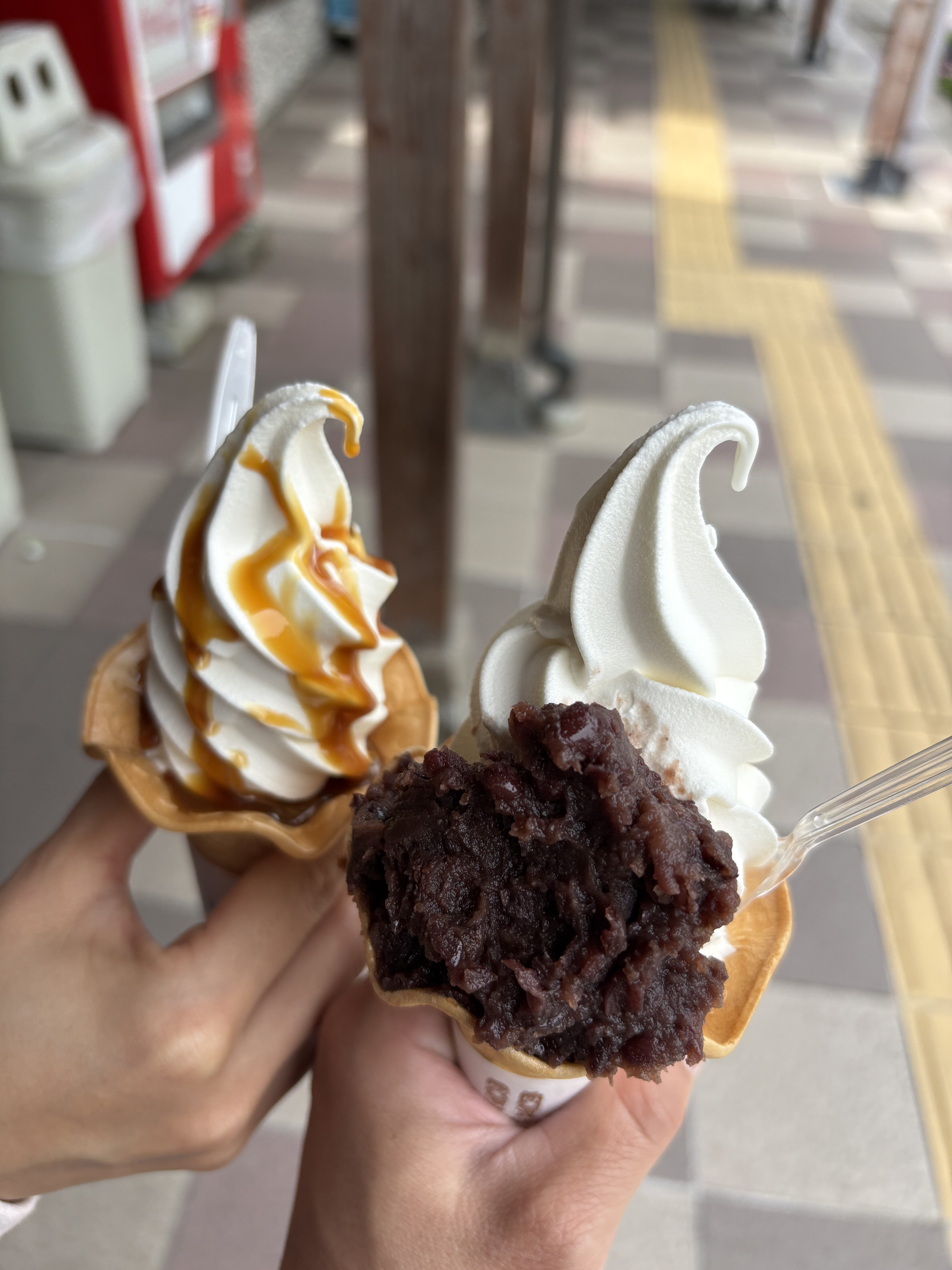 ソフトクリームの写真(キャラメル・小倉)