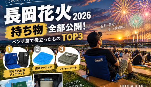 【長岡花火2026】実際に持って行った持ち物を全部公開！ベンチ席で役立ったものTOP3